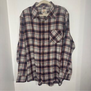 NWT Field & Stream Men's XL Classic Lightweight Flannel Orange Blue Plaid T19